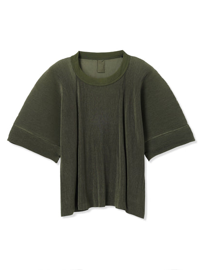 SILKY PLEATS OVERSIZED T-SHIRT (66 KHAKI)