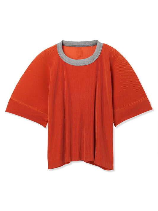 SILKY PLEATS OVERSIZED T-SHIRT (33 ORANGE)
