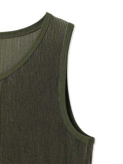 SILKY PLEATS SLEEVELESS DRESS