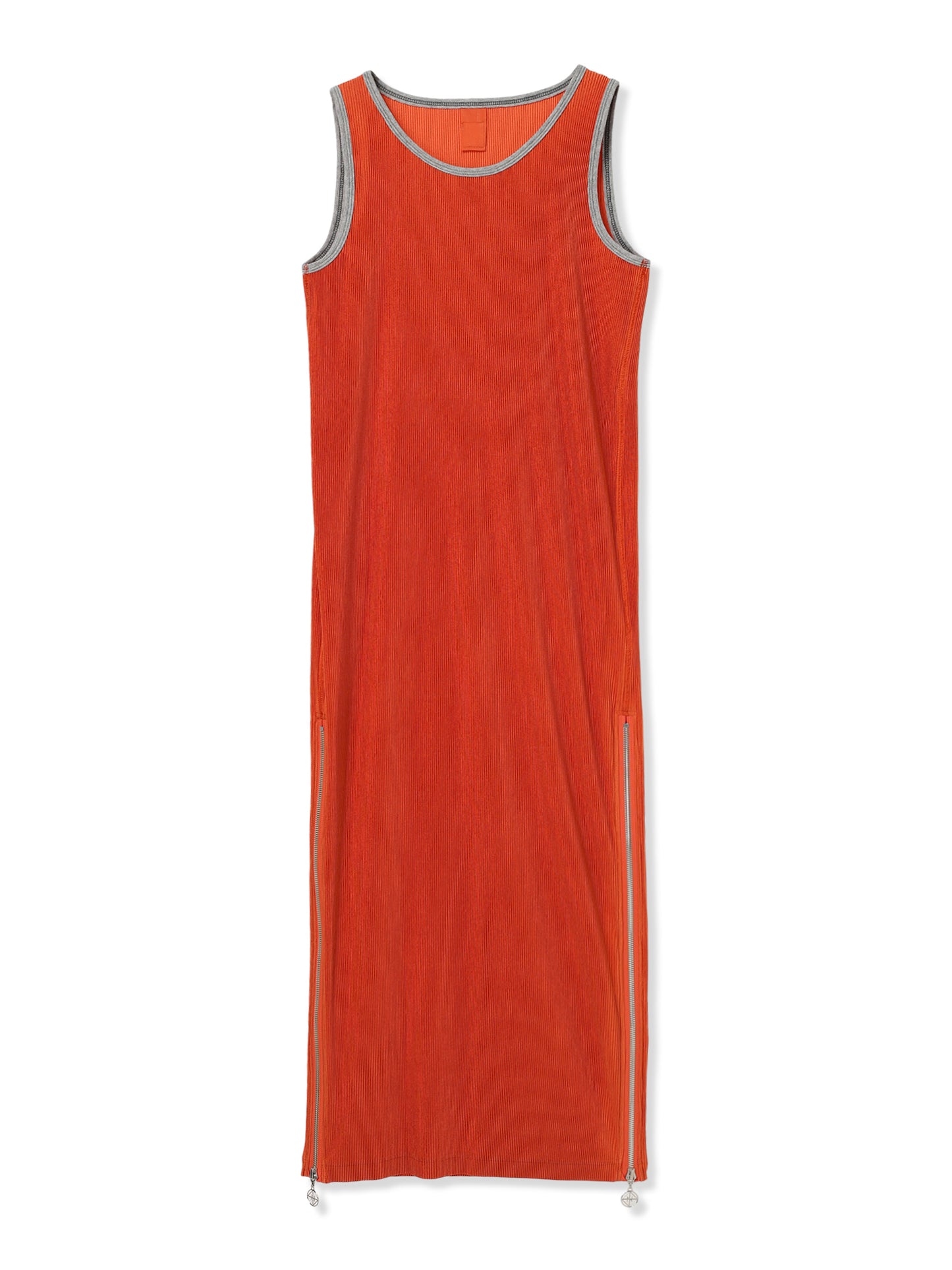 SILKY PLEATS SLEEVELESS DRESS (33 ORANGE)