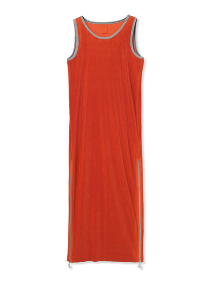 SILKY PLEATS SLEEVELESS DRESS (33 ORANGE)