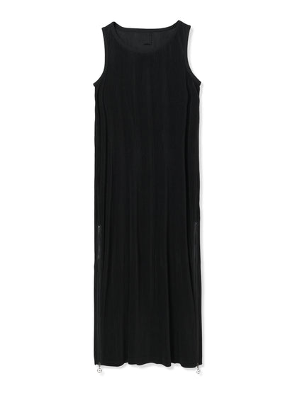 SILKY PLEATS SLEEVELESS DRESS (15 BLACK)