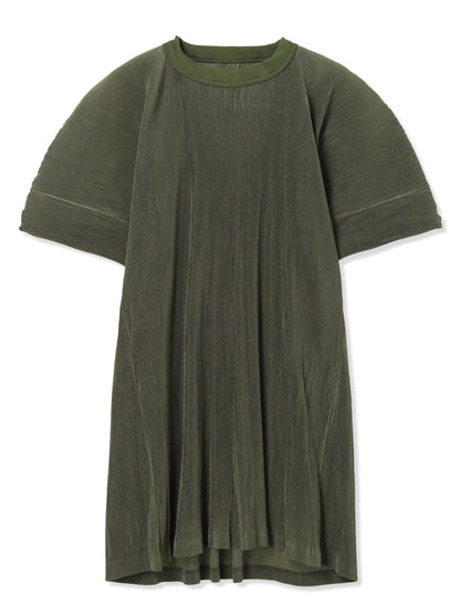 SILKY PLEATS MINI DRESS (66 KHAKI)