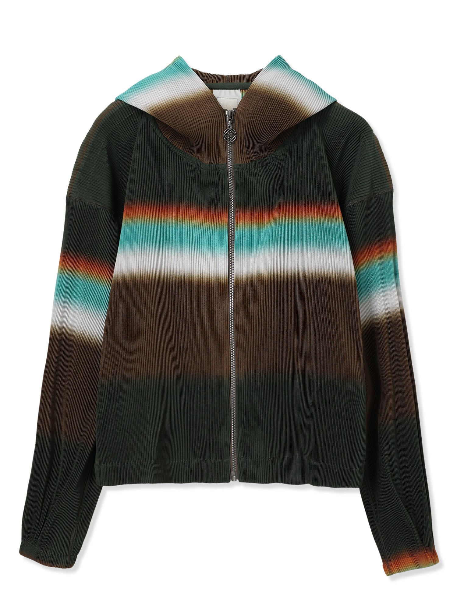 SILKY PLEATS PRINTED HOODIE (44 BROWN)