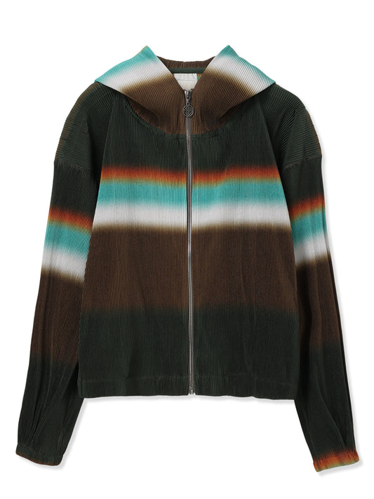 SILKY PLEATS PRINTED HOODIE (44 BROWN)