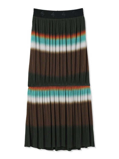 SILKY PLEATS PRINTED SKIRT (44 BROWN)