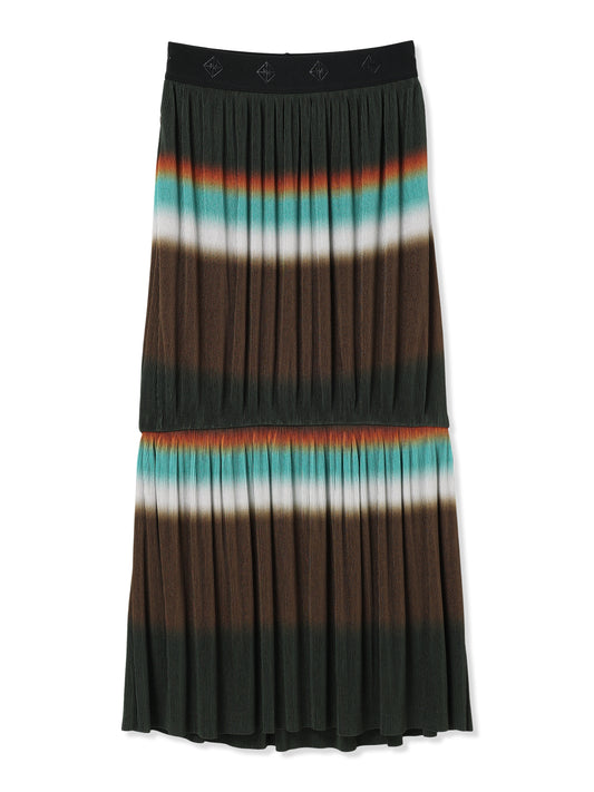 SILKY PLEATS PRINTED SKIRT (44 BROWN)
