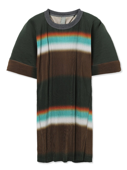 SILKY PLEATS PRINTED MINI DRESS (44 BROWN)
