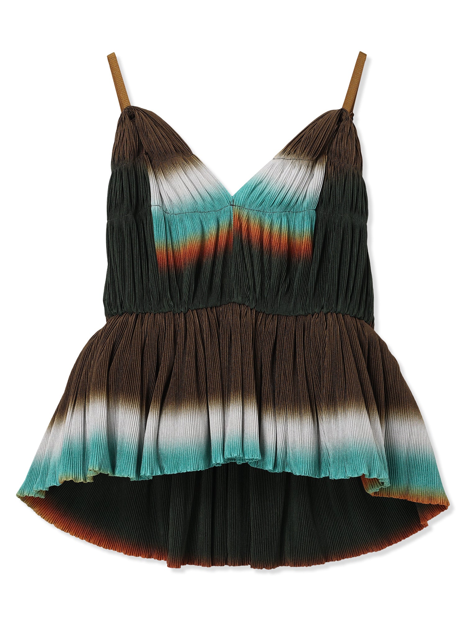 SILKY PLEATS PRINTED CAMISOLE TOP (44 BROWN)