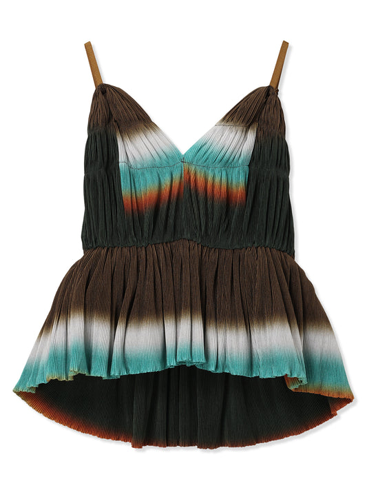 SILKY PLEATS PRINTED CAMISOLE TOP (44 BROWN)