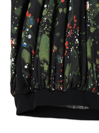 PAPER JERSEY PRINTED COCOON DRESS