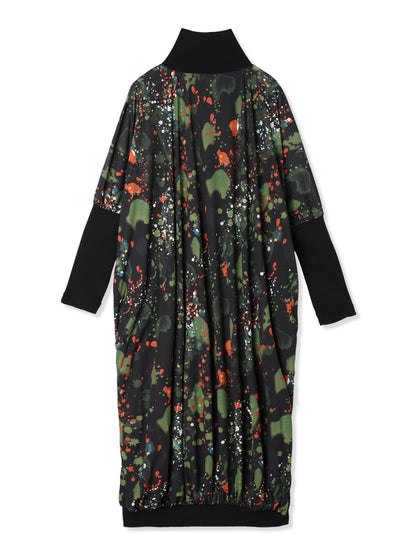 PAPER JERSEY PRINTED COCOON DRESS
