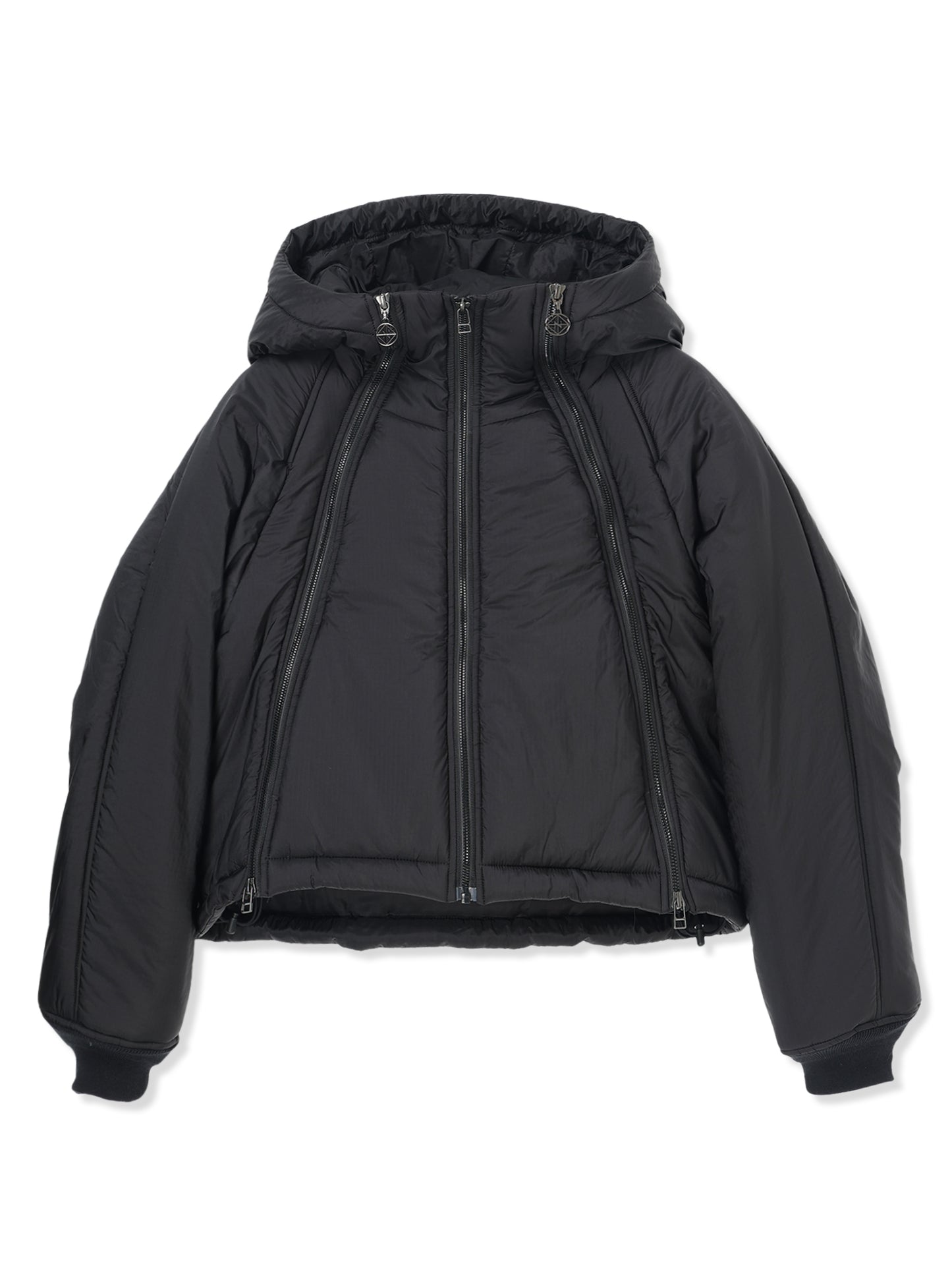 LIGHT RIPSTOP NYLON FULL ZIP HOODED PADDED JACKET (15 BLACK)