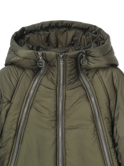 LIGHT RIPSTOP NYLON FULL ZIP HOODED PADDED JACKET 2