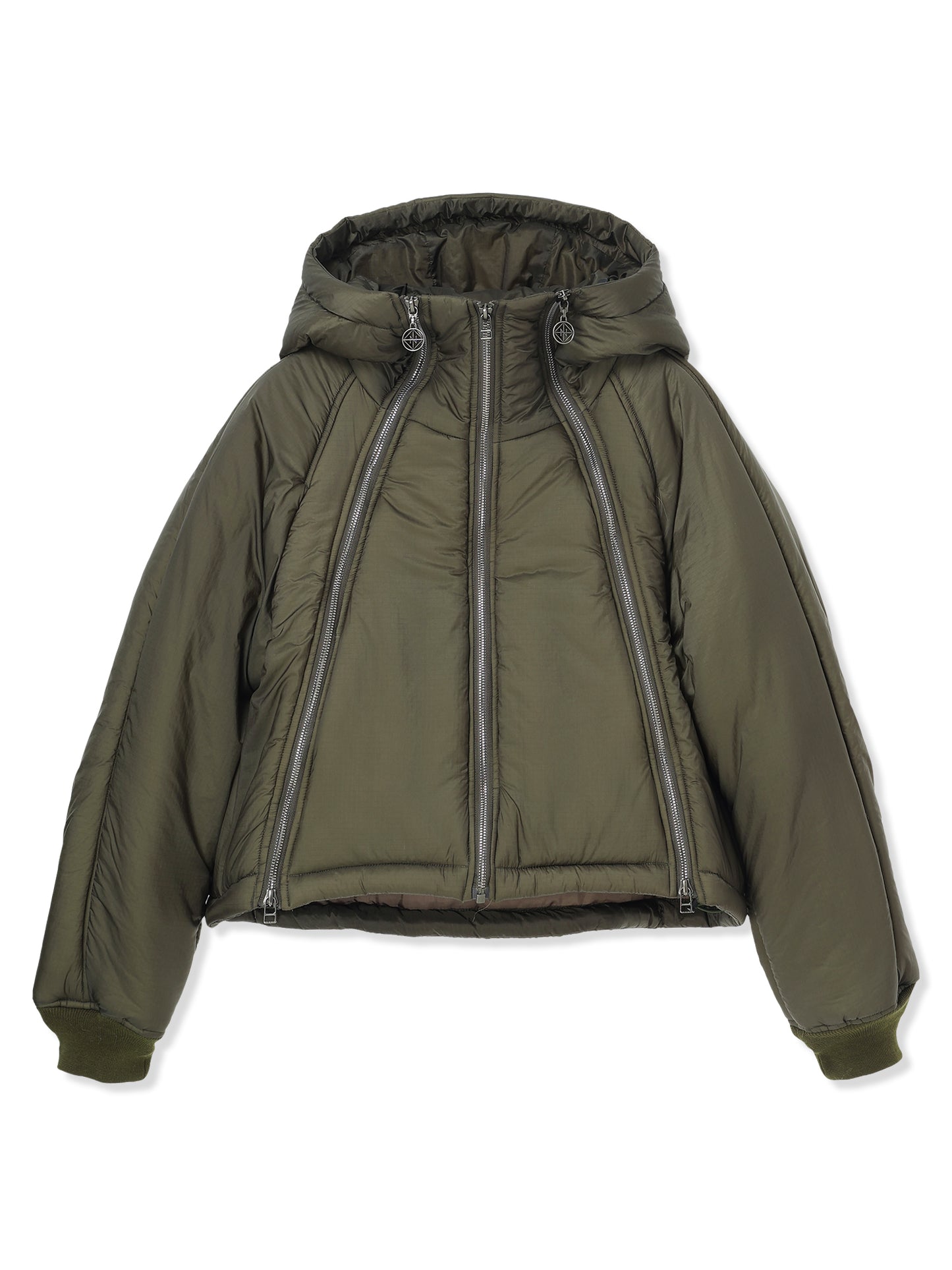 LIGHT RIPSTOP NYLON FULL ZIP HOODED PADDED JACKET (66 KHAKI)