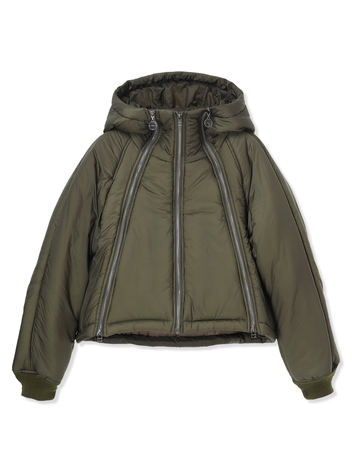 LIGHT RIPSTOP NYLON FULL ZIP HOODED PADDED JACKET (66 KHAKI)