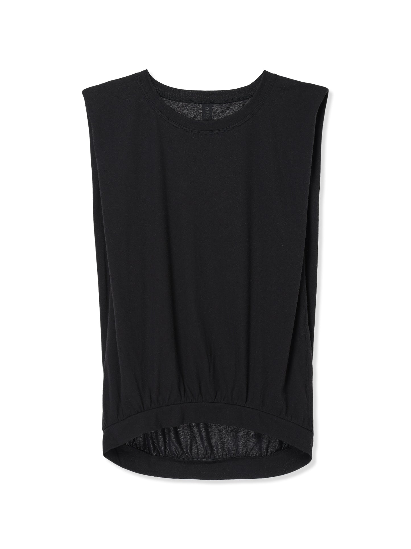 COTTON/LINEN PAPER-LIKE JERSEY FRENCH SLEEVE TOP (15 BLACK)