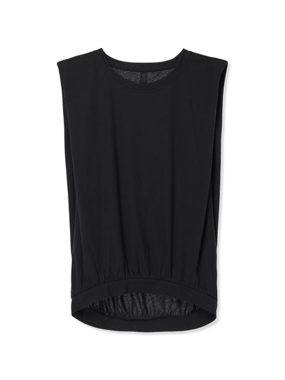 COTTON/LINEN PAPER-LIKE JERSEY FRENCH SLEEVE TOP (15 BLACK)