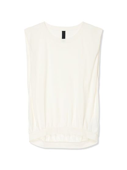 COTTON/LINEN PAPER-LIKE JERSEY FRENCH SLEEVE TOP (01 WHITE)