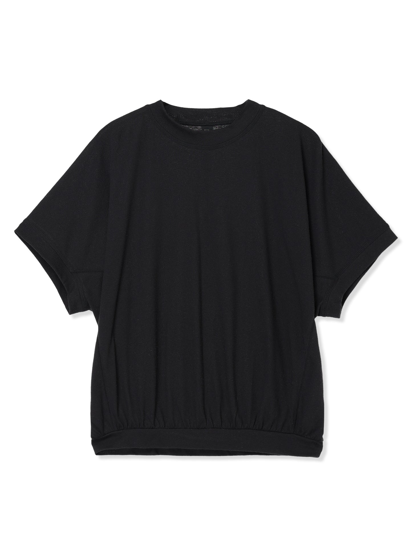 COTTON/LINEN PAPER-LIKE JERSEY DOLMAN SLEEVE TOP (15 BLACK)
