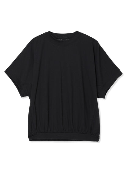 COTTON/LINEN PAPER-LIKE JERSEY DOLMAN SLEEVE TOP (15 BLACK)
