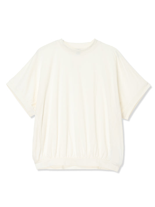 COTTON/LINEN PAPER-LIKE JERSEY DOLMAN SLEEVE TOP (01 WHITE)