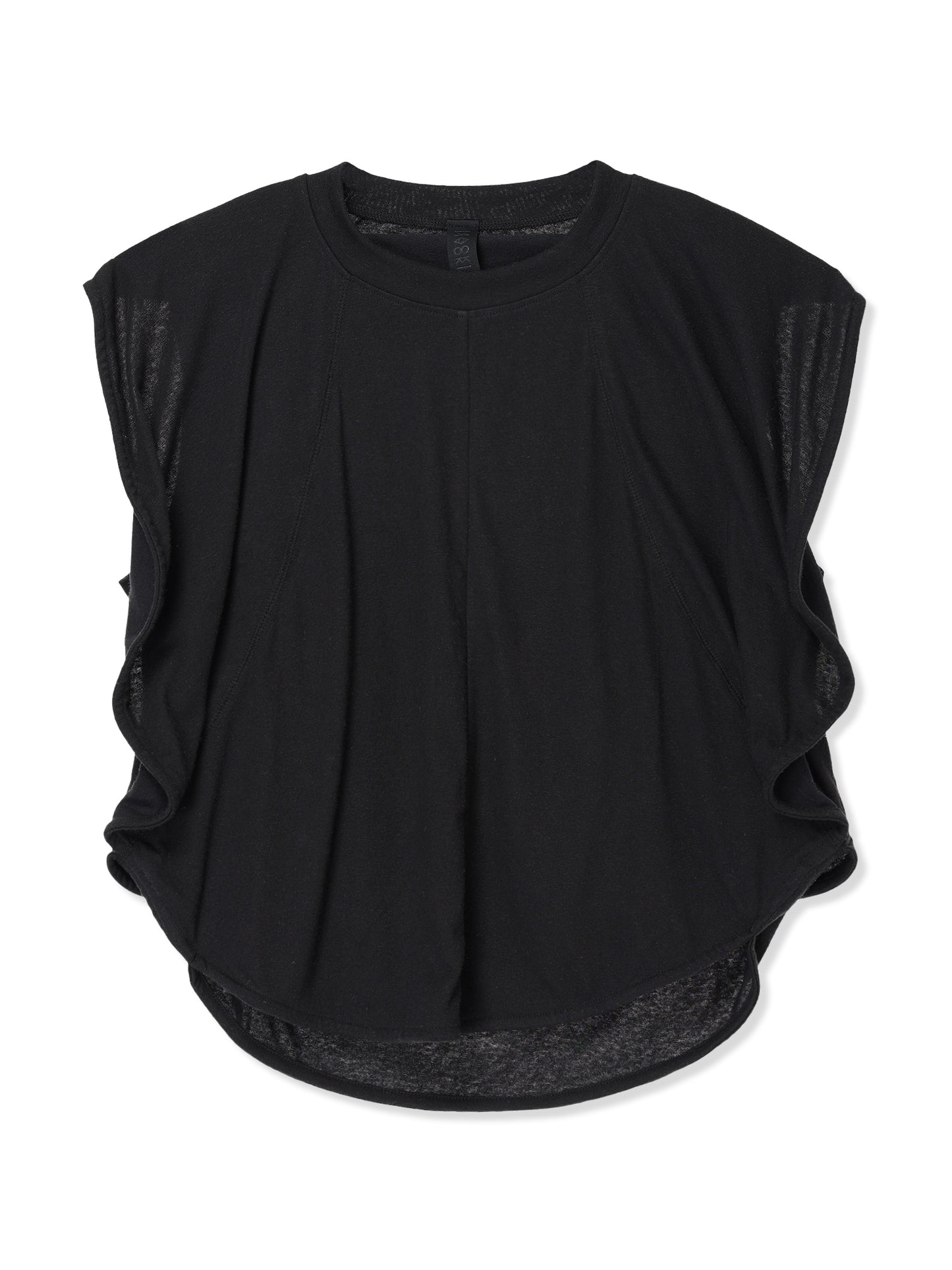 COTTON/LINEN PAPER-LIKE JERSEY CIRCLE SILHOUETTE TOP (15 BLACK)