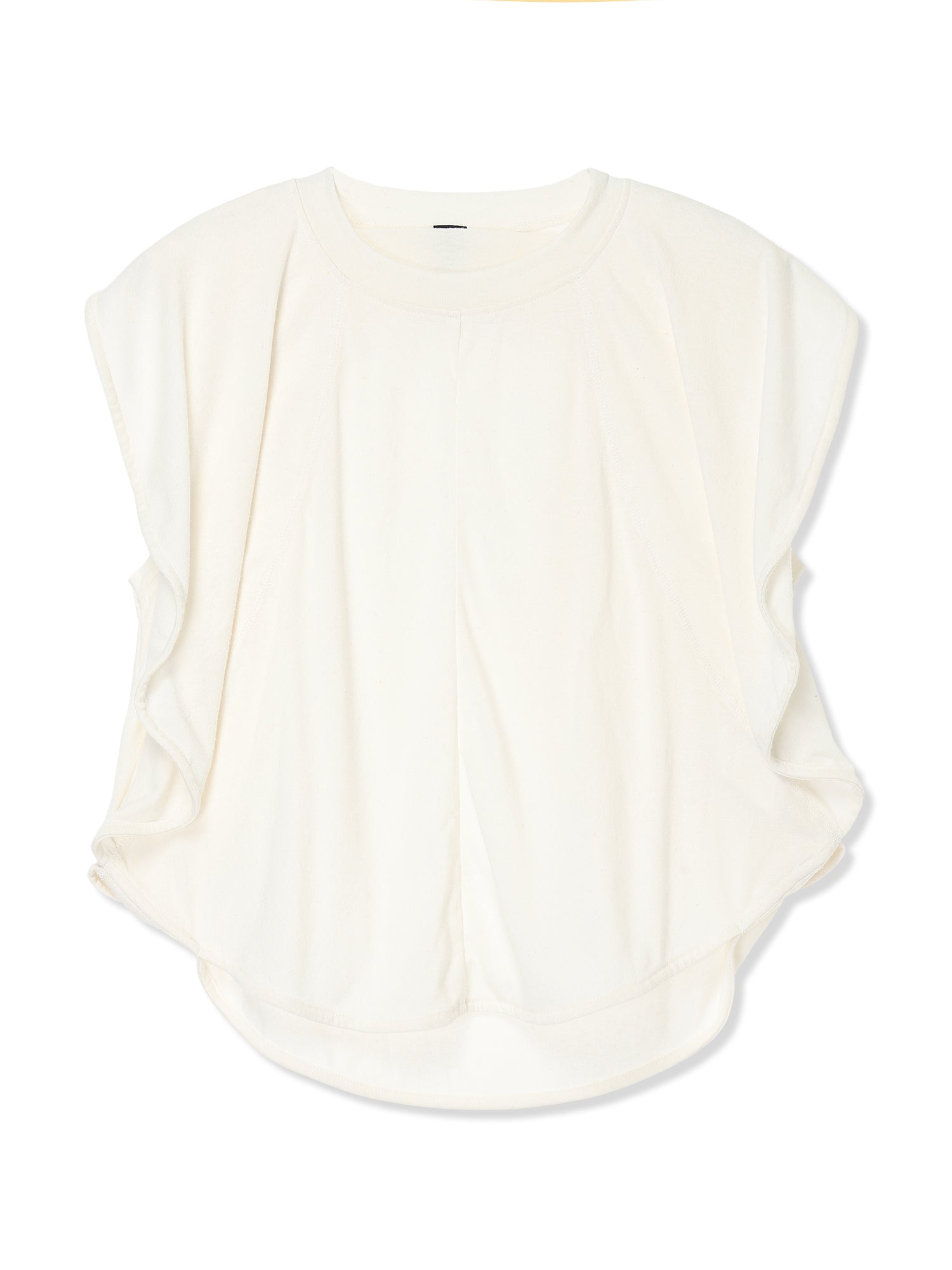 COTTON/LINEN PAPER-LIKE JERSEY CIRCLE SILHOUETTE TOP (01 WHITE)