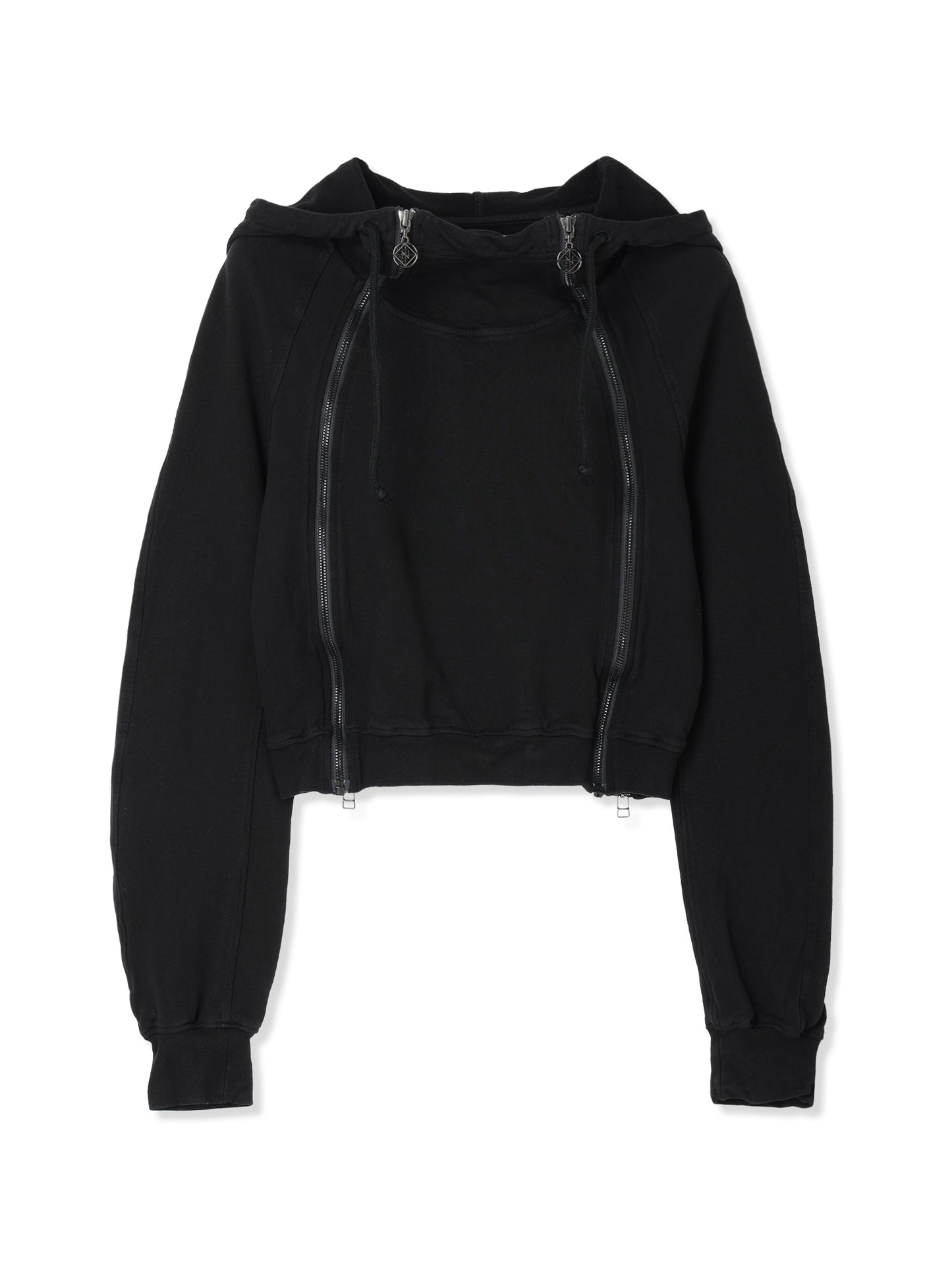 SHRINK FRENCH TERRY CROPPED HOODIE SWEAT SHIRT (15 BLACK)
