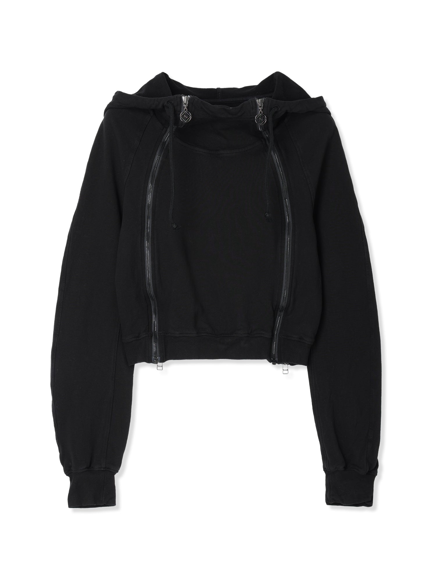 SHRINK FRENCH TERRY CROPPED HOODIE SWEAT SHIRT (15 BLACK)