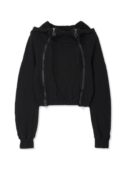 SHRINK FRENCH TERRY CROPPED HOODIE SWEAT SHIRT (15 BLACK)