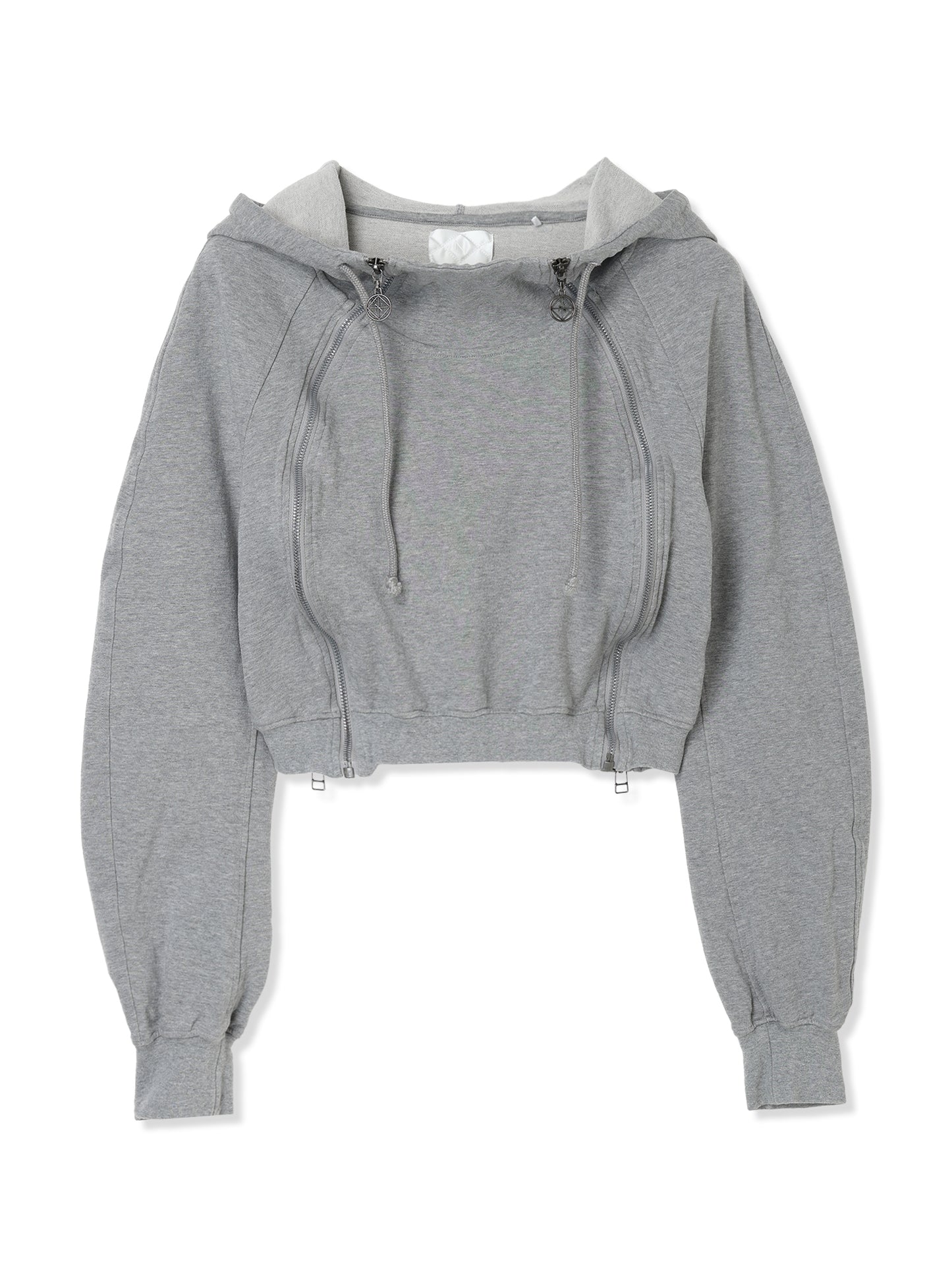SHRINK FRENCH TERRY CROPPED HOODIE SWEAT SHIRT (13 GRAY)