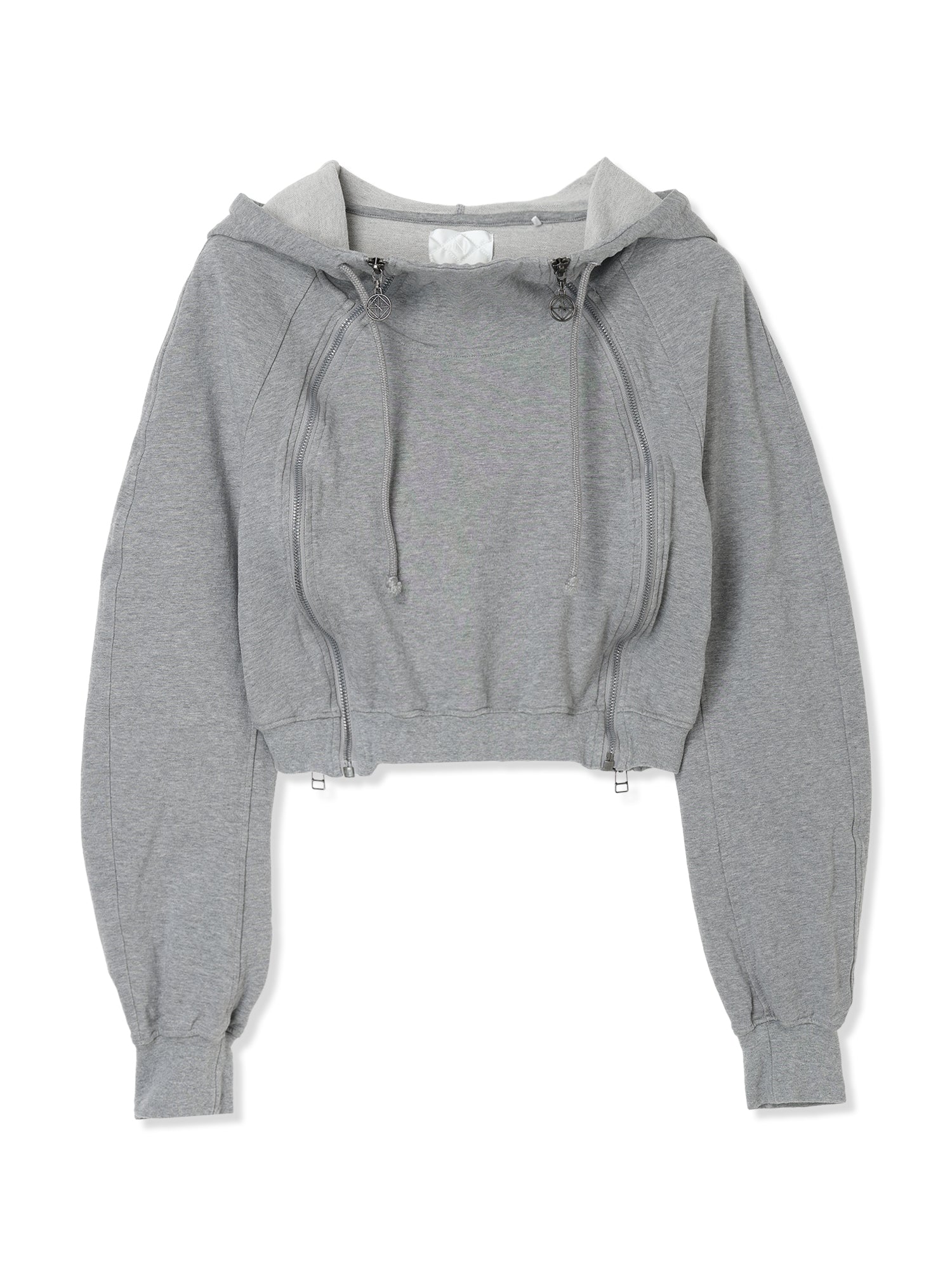 SHRINK FRENCH TERRY CROPPED HOODIE SWEAT SHIRT (13 GRAY)