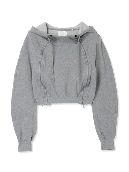 SHRINK FRENCH TERRY CROPPED HOODIE SWEAT SHIRT (13 GRAY)