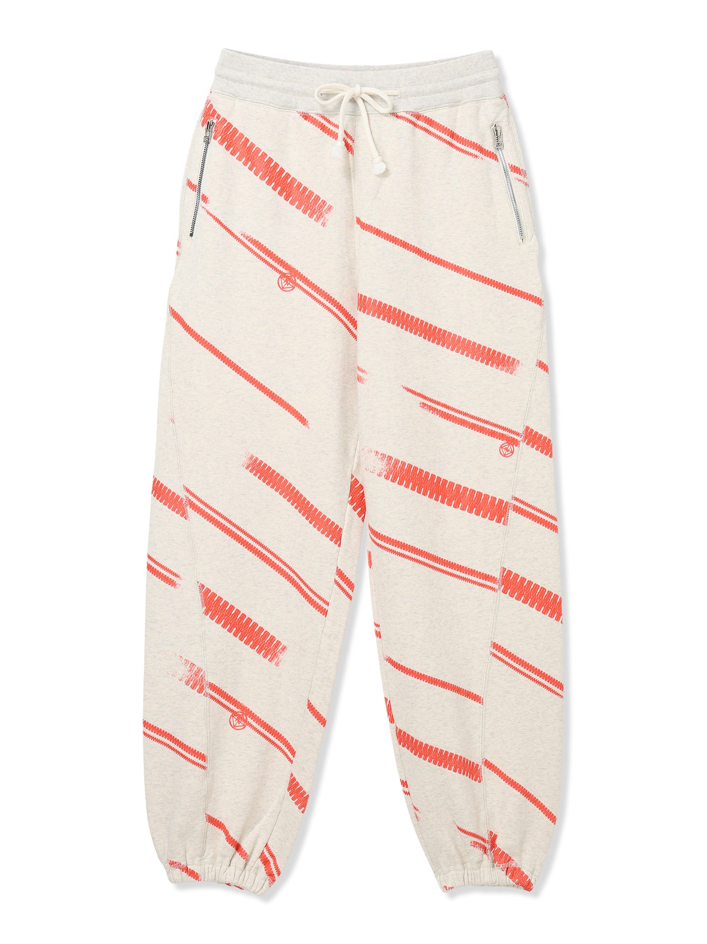 PRINT TERRY DIAGONAL ZIP JOGGER PANTS