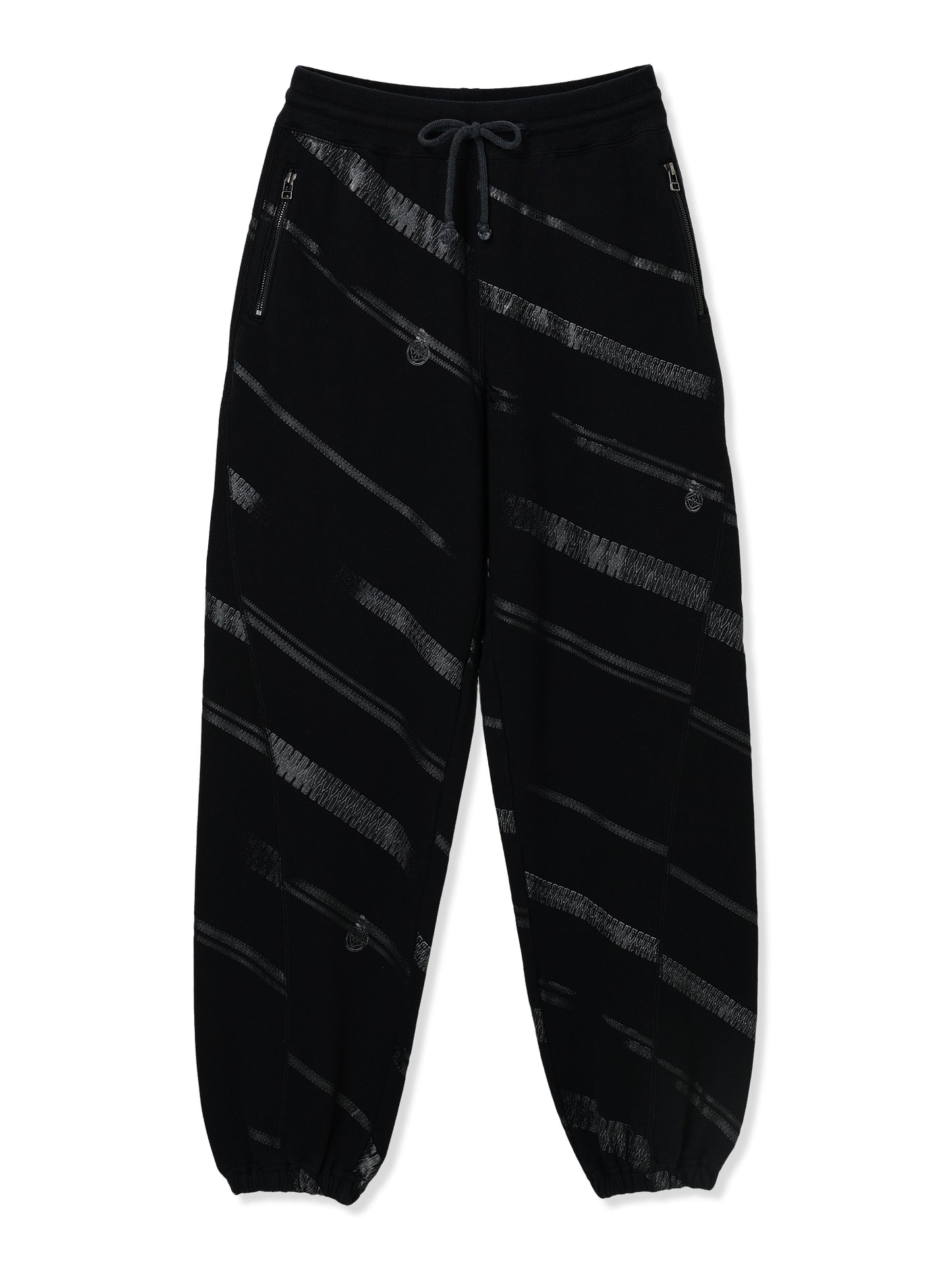 PRINT TERRY DIAGONAL ZIP JOGGER PANTS