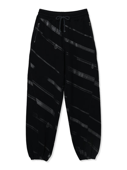 PRINT TERRY DIAGONAL ZIP JOGGER PANTS