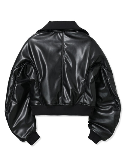 VEGAN LEATHER SHORT TRUCK JACKET