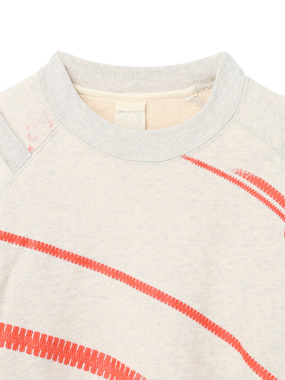 PRINT TERRY DIAGONAL ZIP CREWNECK SWEAT SHIRT