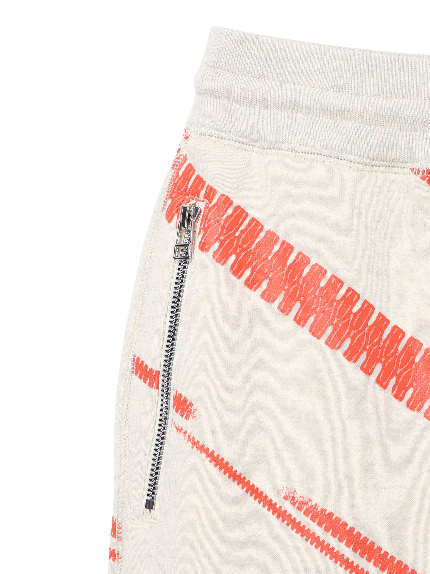 PRINT TERRY DIAGONAL ZIP JOGGER PANTS