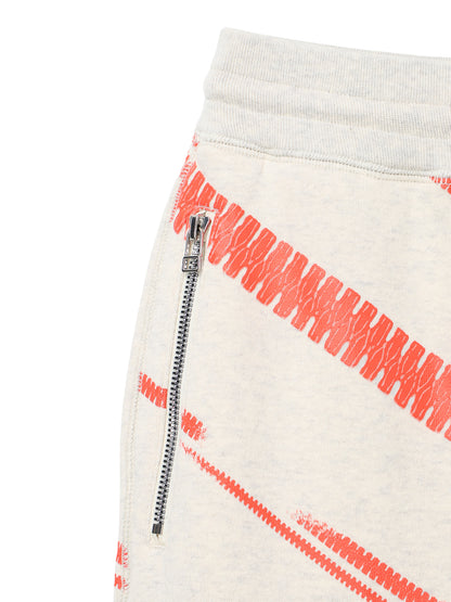 PRINT TERRY DIAGONAL ZIP JOGGER PANTS