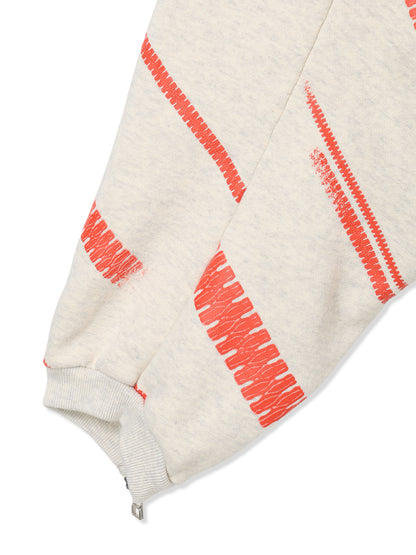 PRINT TERRY DIAGONAL ZIP CREWNECK SWEAT SHIRT