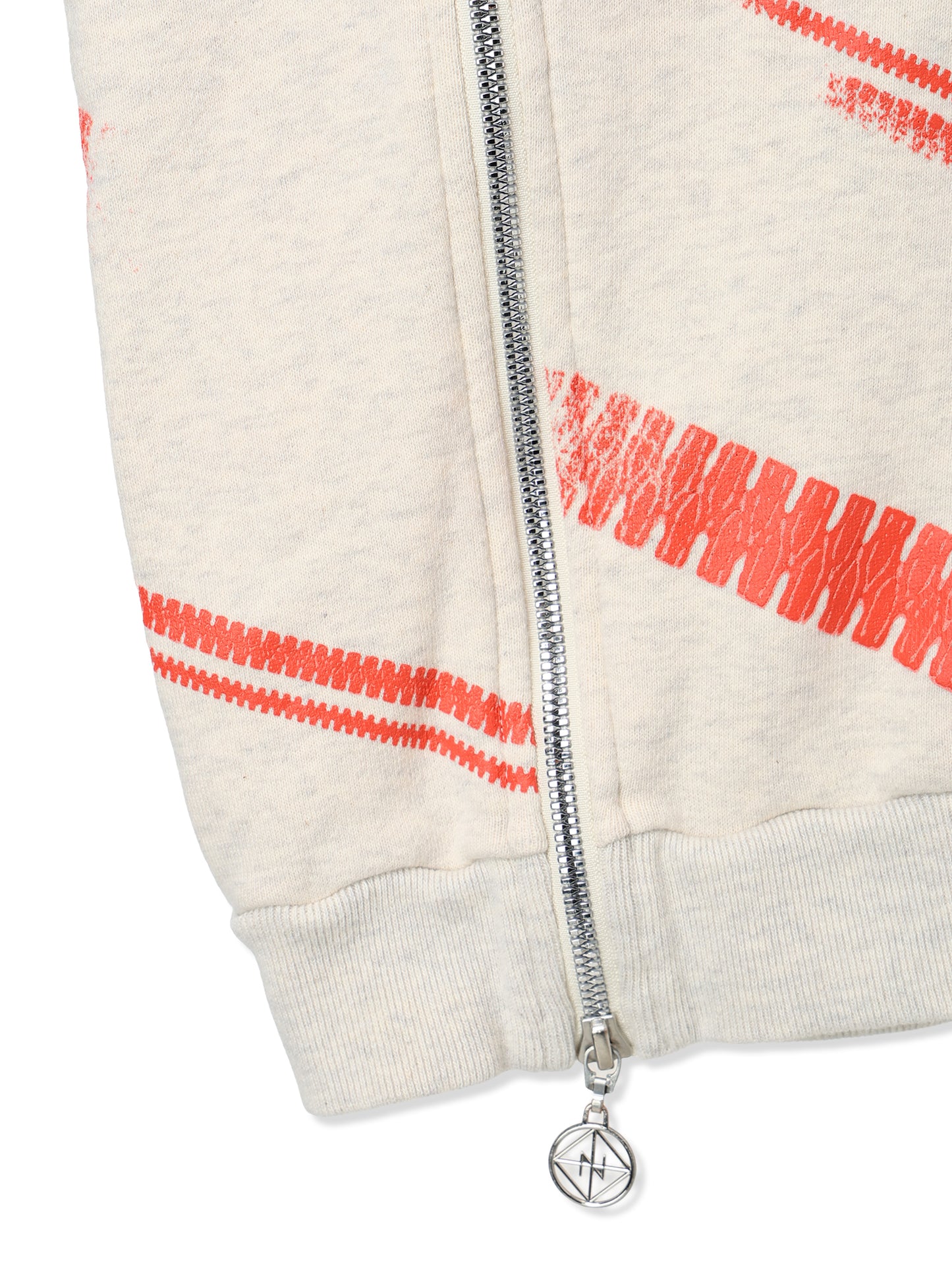 PRINT TERRY DIAGONAL ZIP CREWNECK SWEAT SHIRT