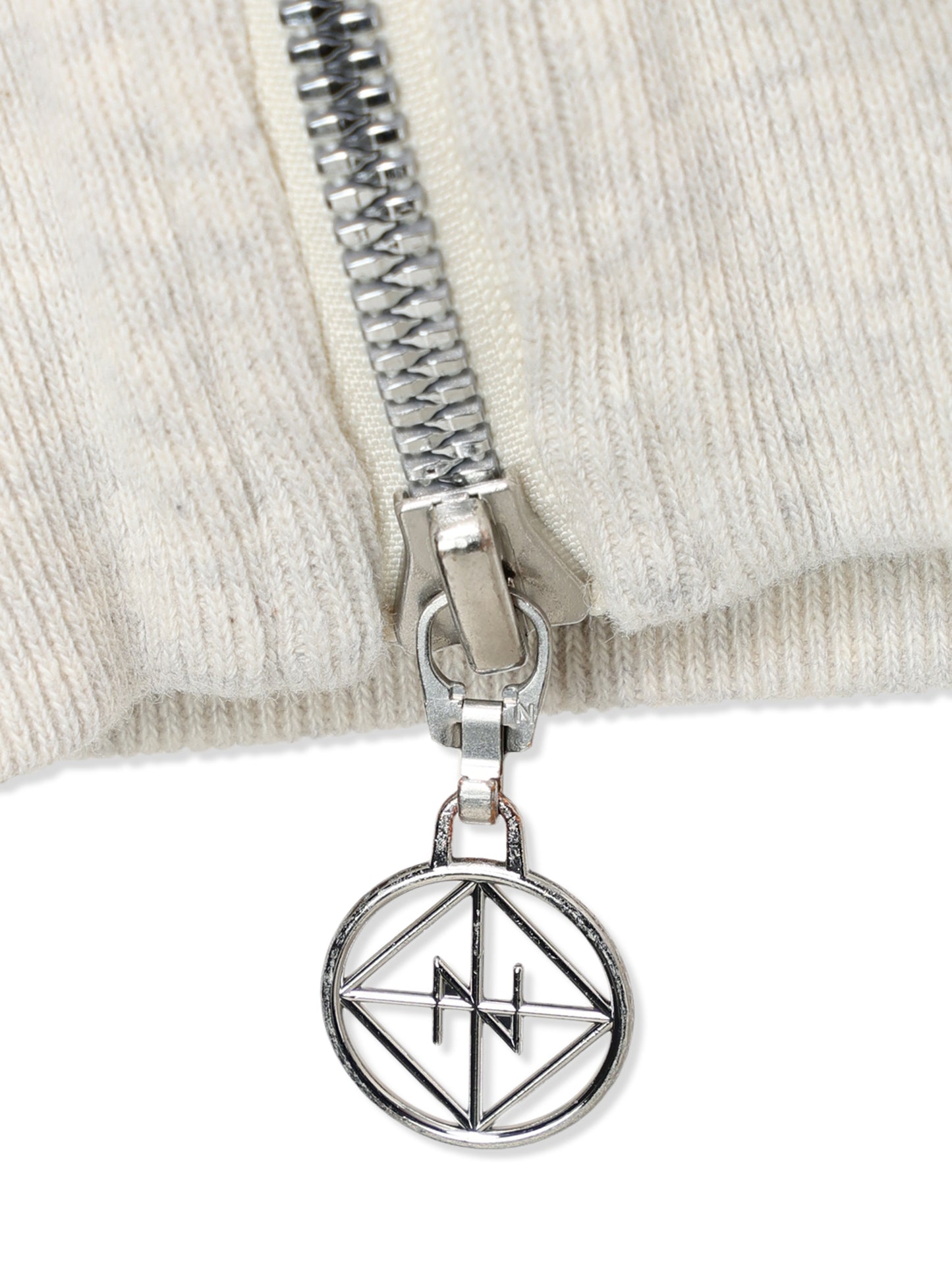 PRINT TERRY DIAGONAL ZIP CREWNECK SWEAT SHIRT