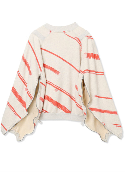 PRINT TERRY DIAGONAL ZIP CREWNECK SWEAT SHIRT